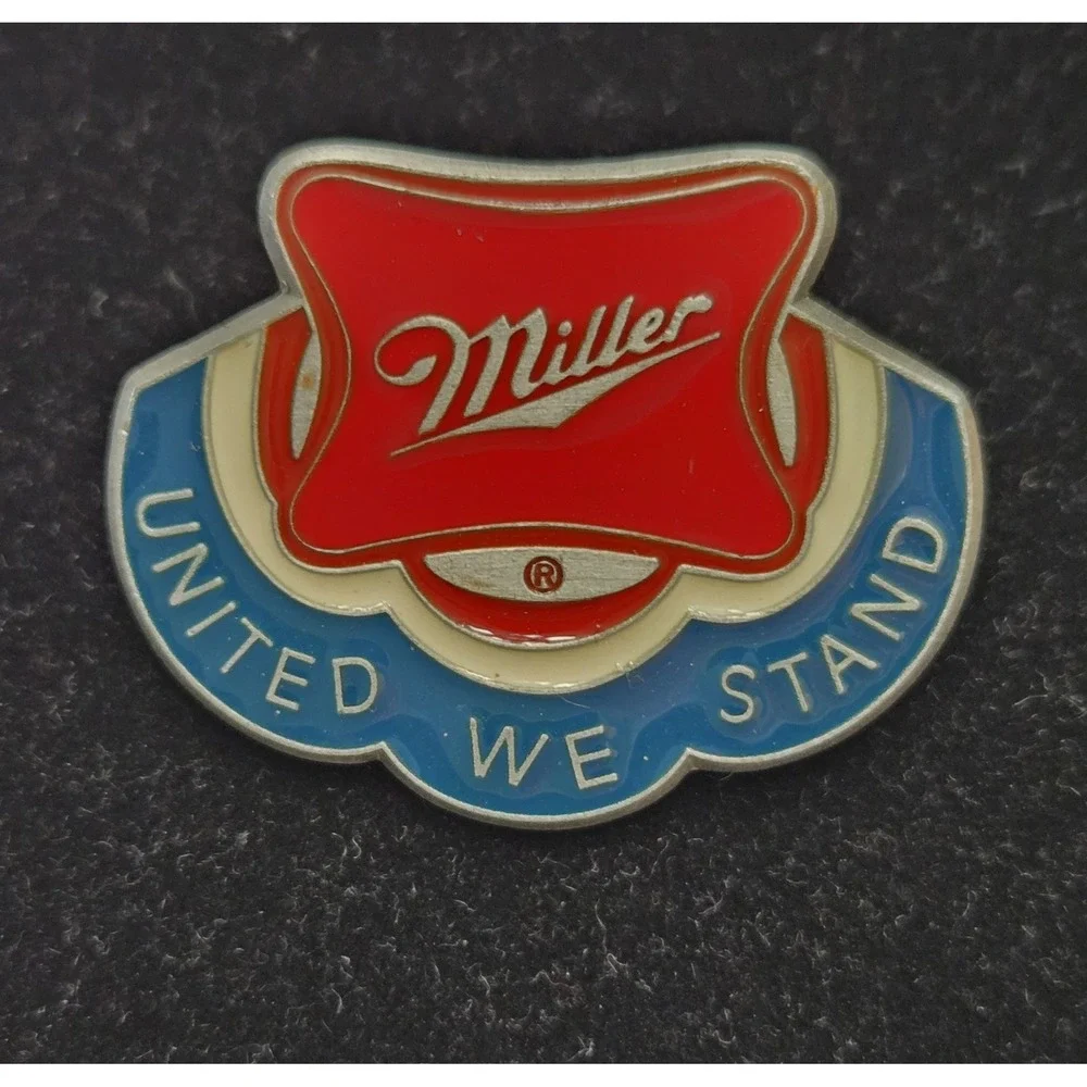Vtg Miller Brewing Co. United We Stand Enamel Pins Hat Pins Lot (2) Breweriana